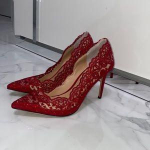 Elegant Red Lace Heels